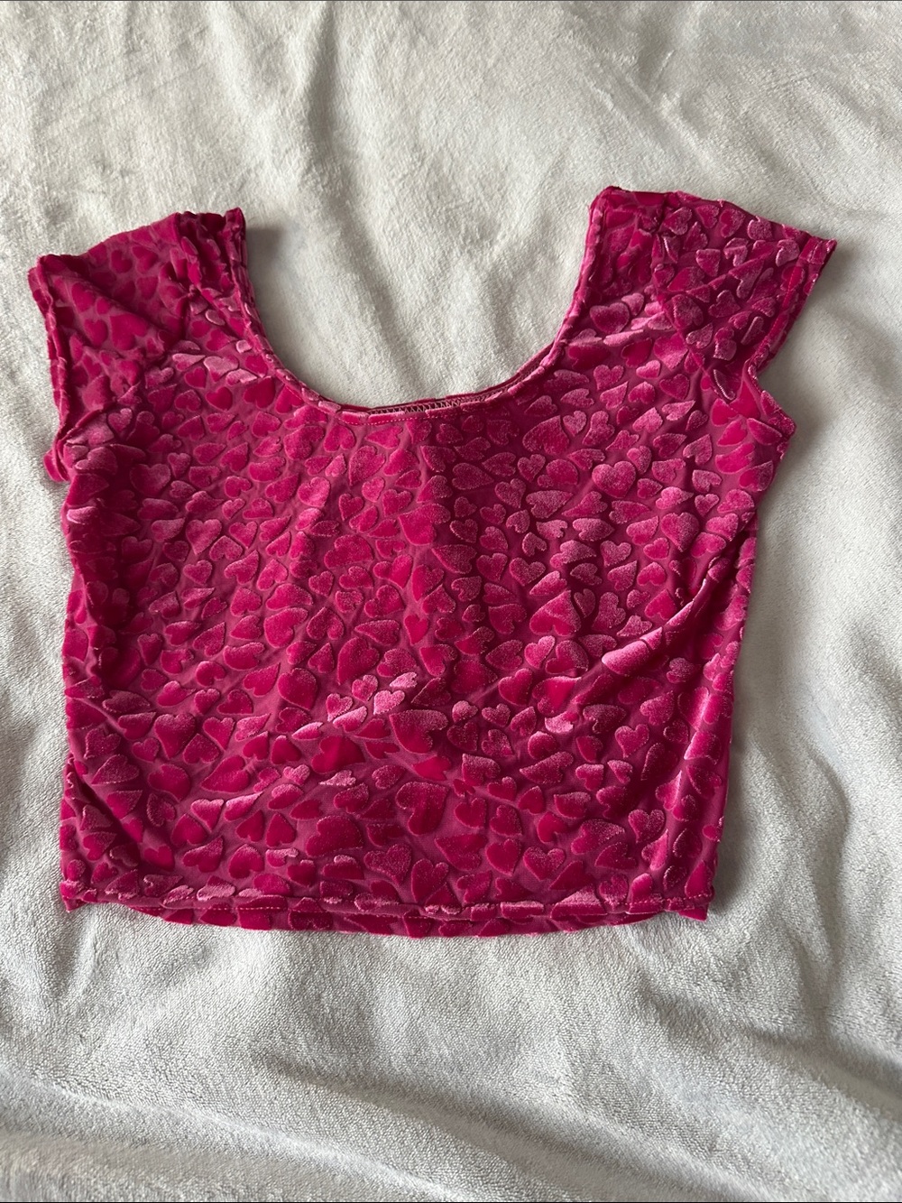 BlackMilk Women's Fuchsia Heart-Textured Velvet Crop Top